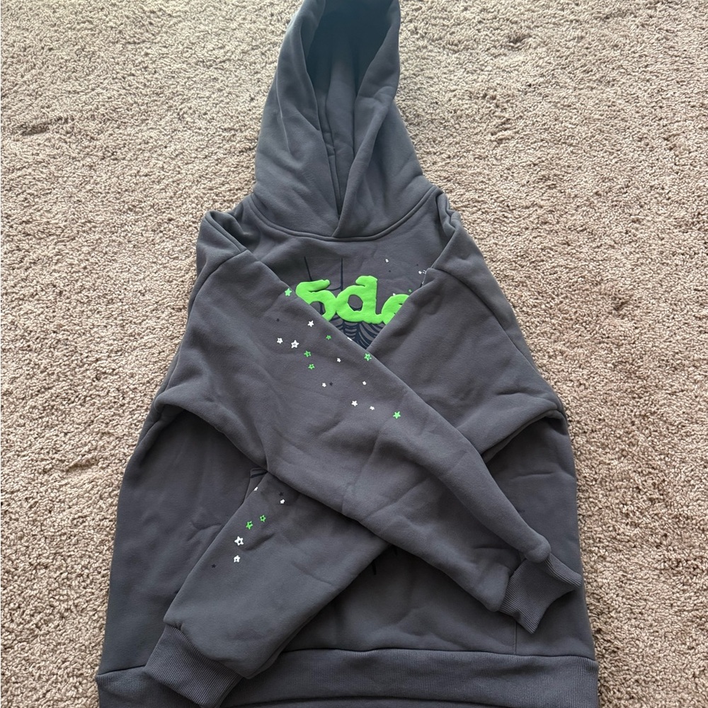 Sp5der Wait Web Hoodie Slate Grey